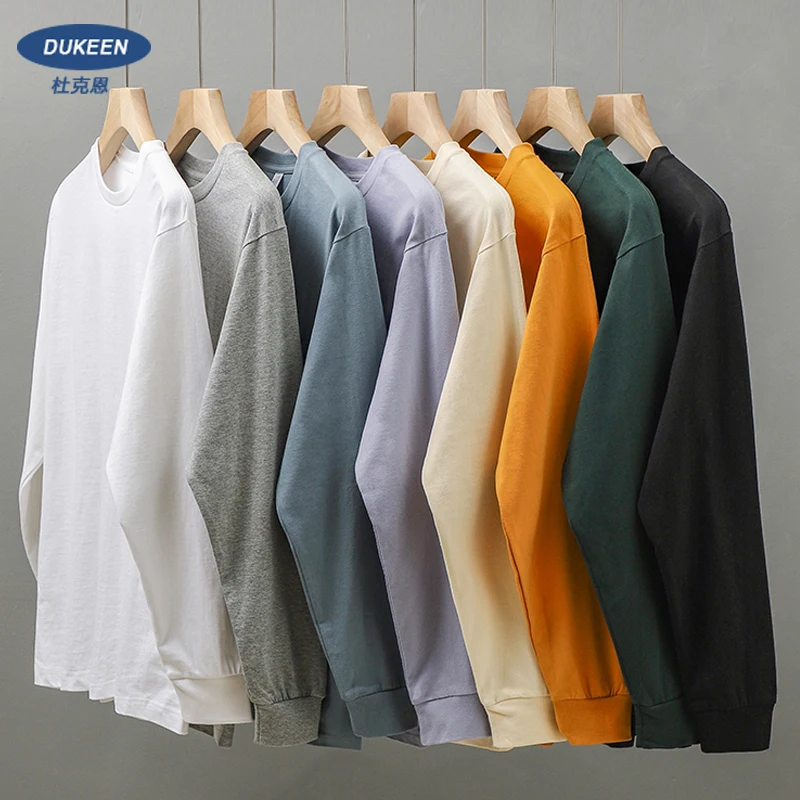 Heavyweight Long-Sleeved  Plain Tees Men's Clothing
